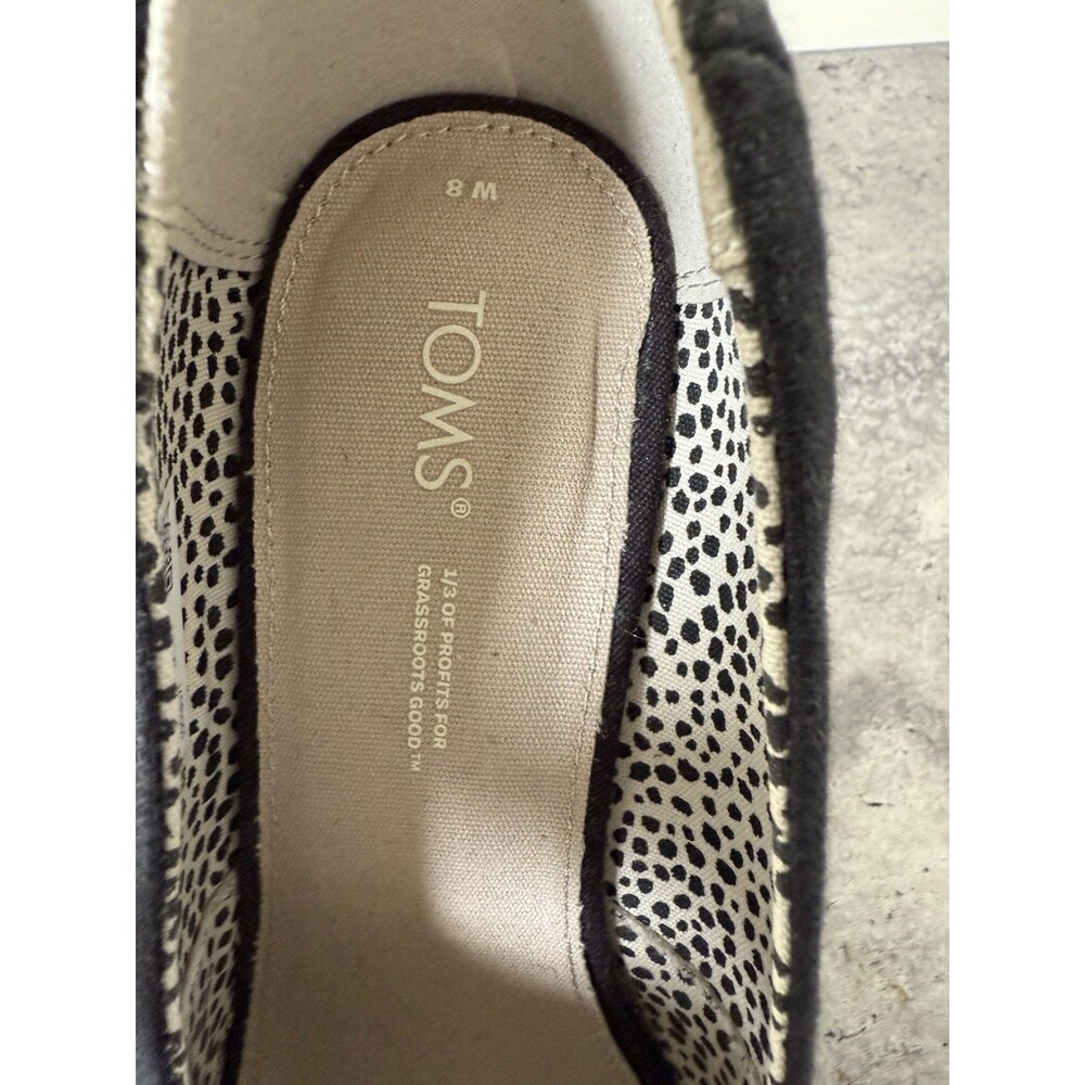 TOMS Women Black Cotton Peep-Toe Platform Cork Wedge  Heel US 8 M - Picture 5 of 11